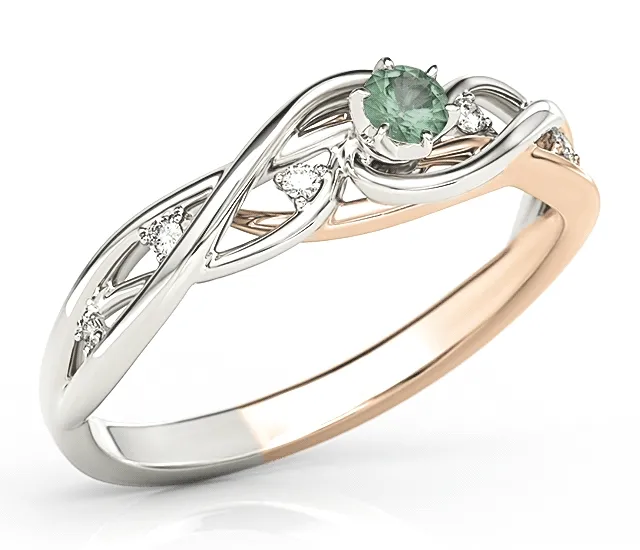 Pierścionek z białego i różowego złota ze szmaragdem i brylantami BP-75BP