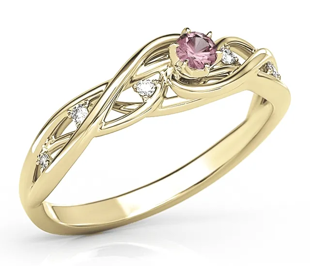 Pierścionek z żółtego złota z rubinem i brylantami BP-75Z