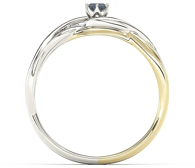 Pierścionek z białego i żółtego złota z szafirem i brylantami BP-75BZ