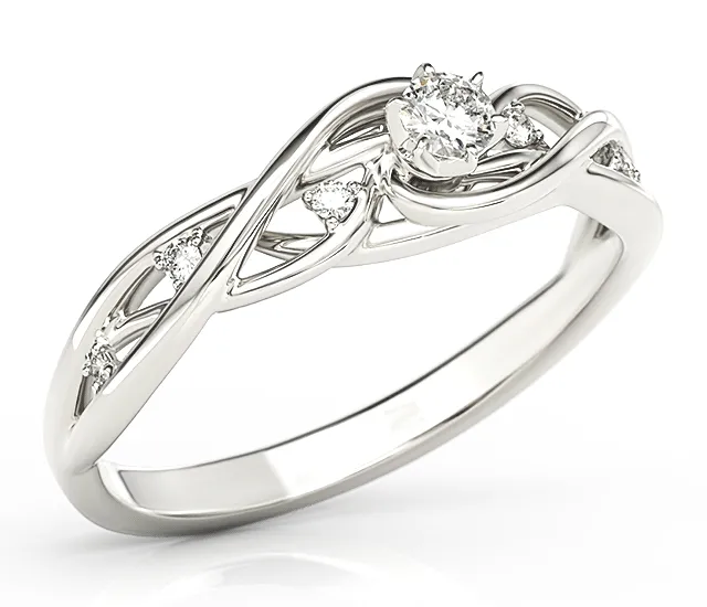 Pierścionek z białego złota z białym szafirem i brylantami BP-75B