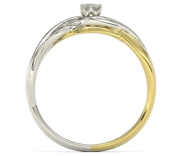 Pierścionek z białego i żółtego złota z białym szafirem i brylantami BP-75BZ