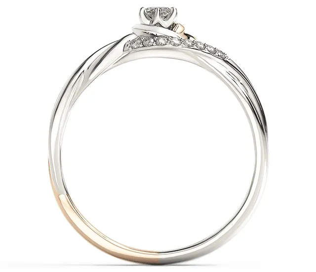 Pierścionek z białego i różowego złota z białym szafirem i brylantami BP-71BP