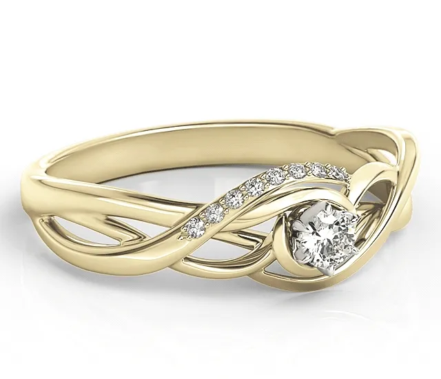 Pierścionek z żółtego złota z białym szafirem i brylantami BP-71Z