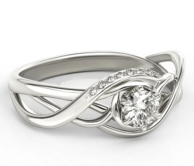 Pierścionek z białego złota z białym szafirem i brylantami BP-7130B