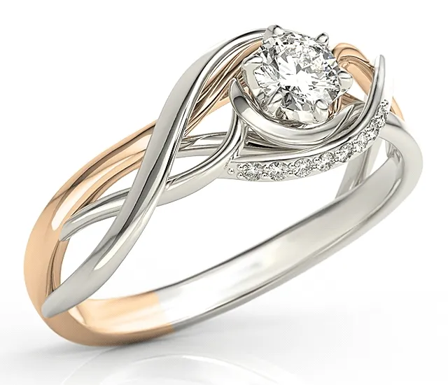 Pierścionek z białego i różowego złota z białym szafirem i brylantami BP-7130BP