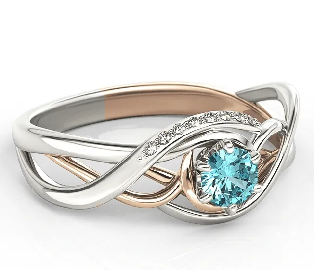 Pierścionek z białego i różowego złota z topazem i brylantami BP-7130BP