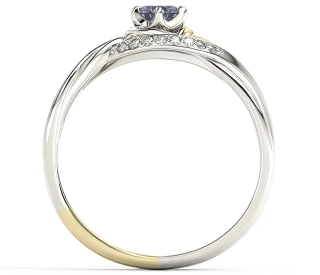 Pierścionek z białego i żółtego złota z tanzanitem i brylantami BP-7130BZ