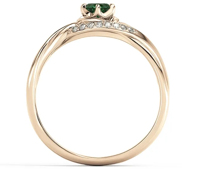 Pierścionek z różowego złota ze szmaragdem i brylantami BP-7130P