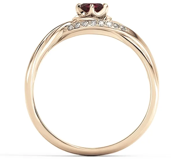 Pierścionek z różowego złota z rubinem i brylantami BP-7130P