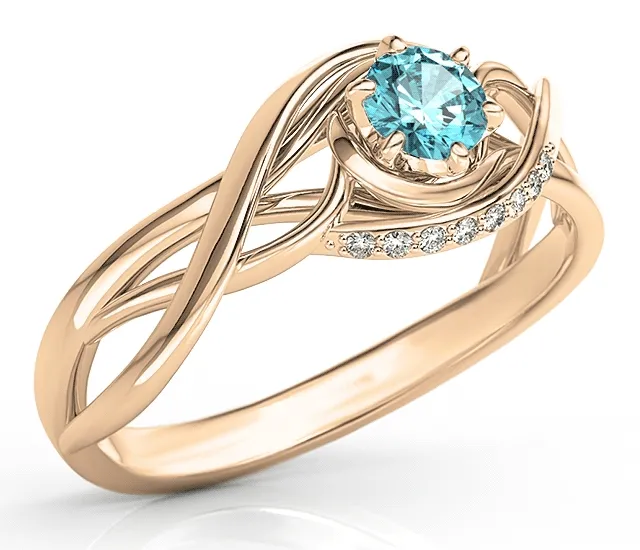 Pierścionek z różowego złota z topazem i brylantami BP-7130P