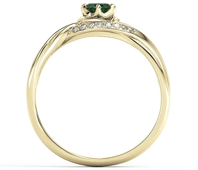 Pierścionek z żółtego złota ze szmaragdem i brylantami BP-7130Z