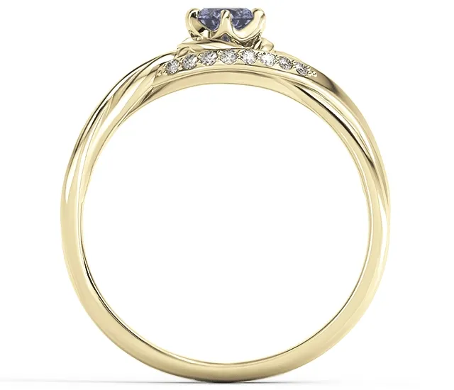 Pierścionek z żółtego złota z tanzanitem i brylantami BP-7130Z