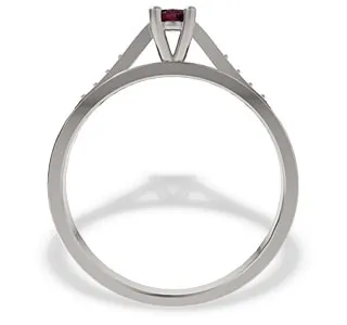 Pierścionek z białego złota z rubinem i brylantami LP-29B