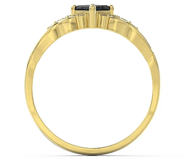 Pierścionek z żółtego złota z szafirem i diamentami BP-86Z