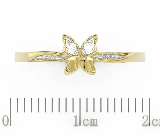 Pierścionek motylek z żółtego złota z cyrkoniami BP-88Z-R-C