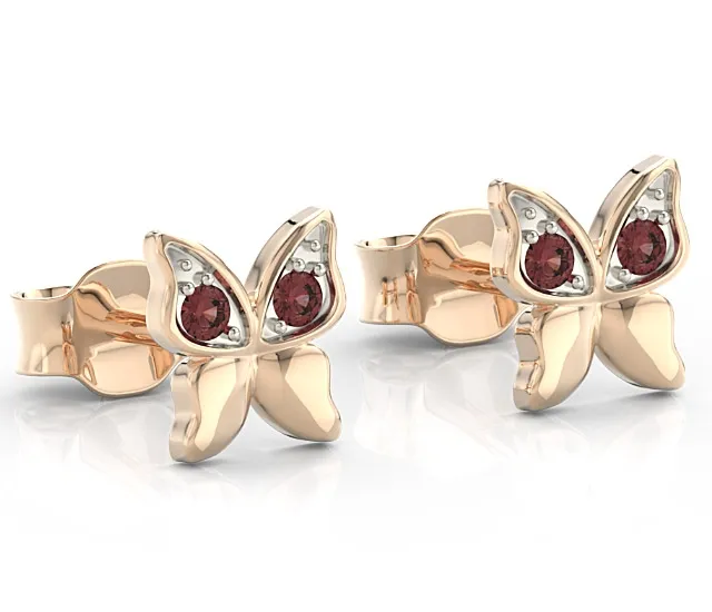 Kolczyki z różowego złota z czerwonymi cyrkoniami BPK-88P-R-C