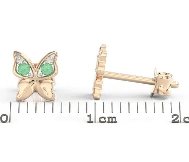Kolczyki z różowego złota z zielonymi cyrkoniami BPK-88P-R-C
