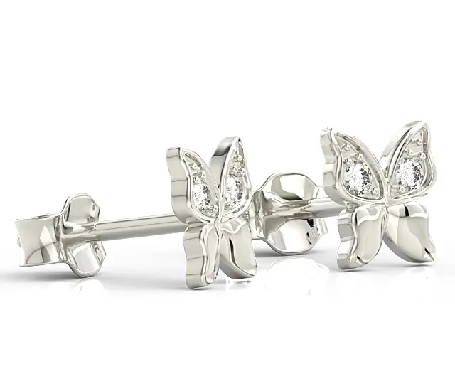 Kolczyki motylki z białego złota z cyrkoniami BPK-88B-C