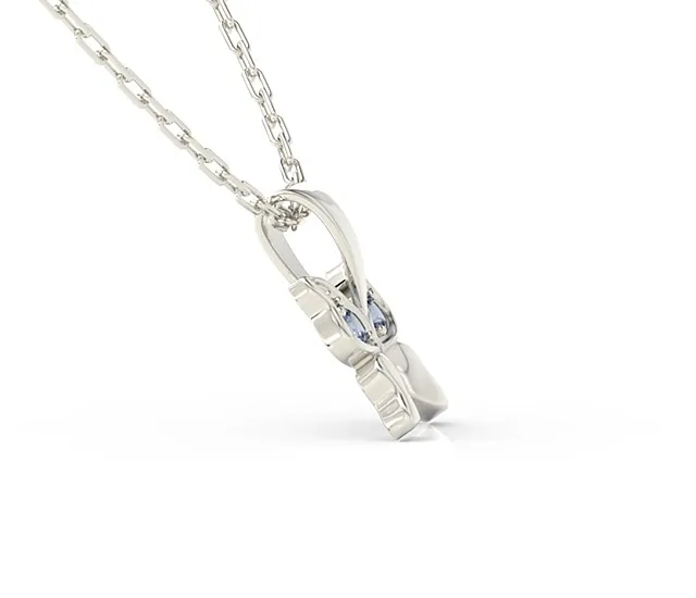 Wisiorek w kształcie motyla z białego złota z niebieskimi cyrkoniami BPW-88B-C