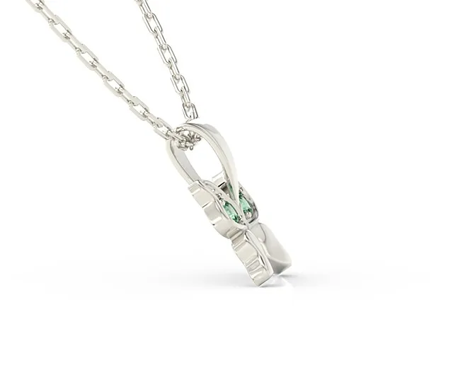 Wisiorek w kształcie motyla z białego złota z zielonymi cyrkoniami BPW-88B-C