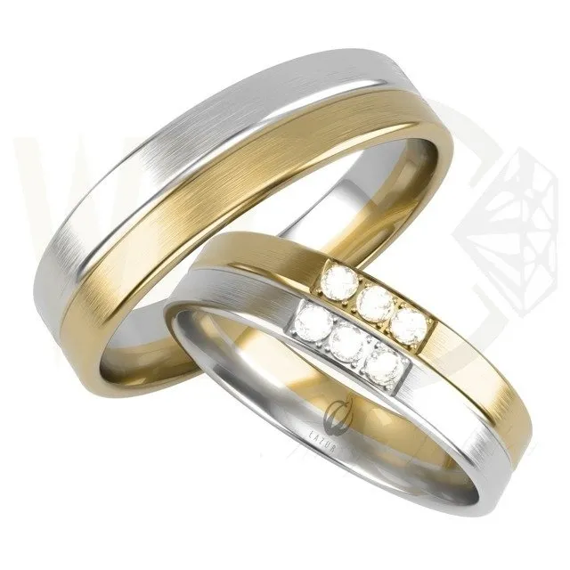 Para obrączek złotych, damska z cyrkoniami, męska bez kamieni ŁZ-02ZB-C-ZESTAW