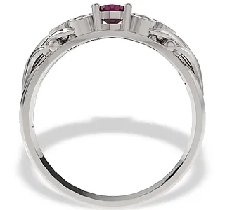 Pierścionek z białego złota z rubinem i diamentami LP-38B