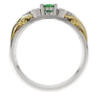 Pierścionek z białego i żółtego złota ze szmaragdem i diamentami LP-38BZ