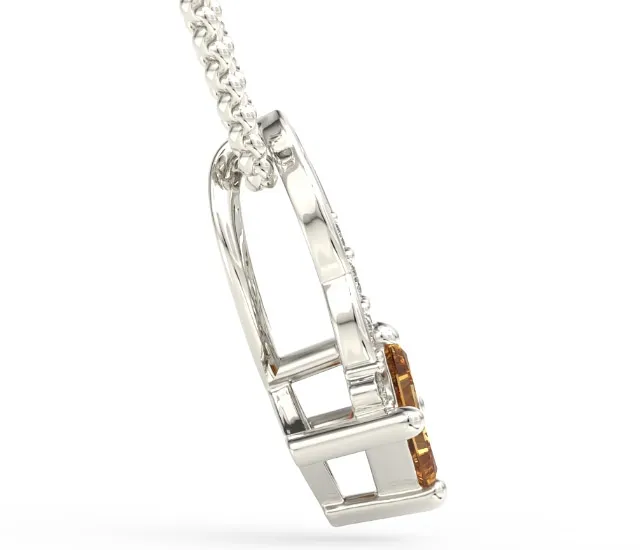 Wisiorek z białego złota z miodowym topazem Swarovski i brylantami BPW-86B