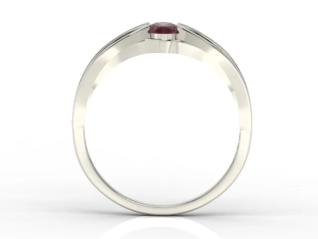 Pierścionek z białego złota z rubinem i diamentami LP-39B