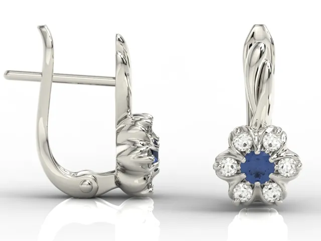 Kolczyki z białego złota z szafirami i brylantami APK-68B