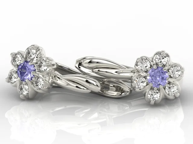 Kolczyki z białego złota z tanzanitami i brylantami APK-68B