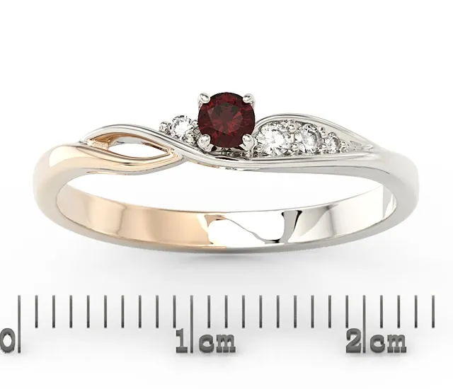 Pierścionek z białego i różowego złota z granatem i brylantami BP-7810BP