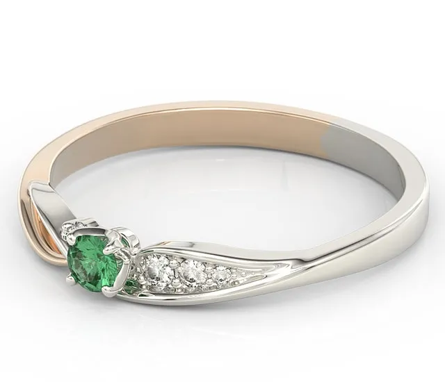 Pierścionek z białego i różowego złota ze szmaragdem i brylantami BP-7810BP