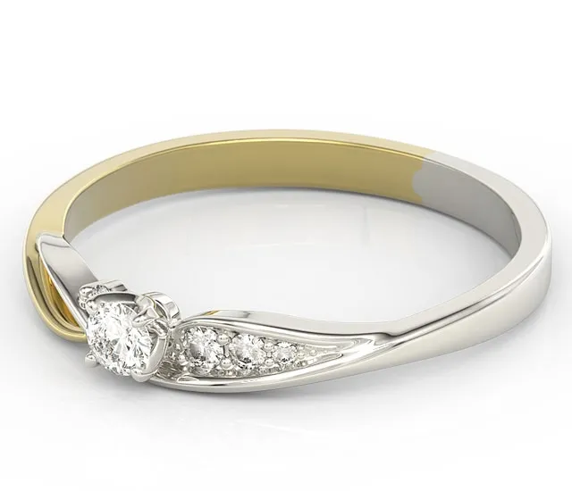 Pierścionek z białego i żółtego złota z brylantami BP-7810BZ