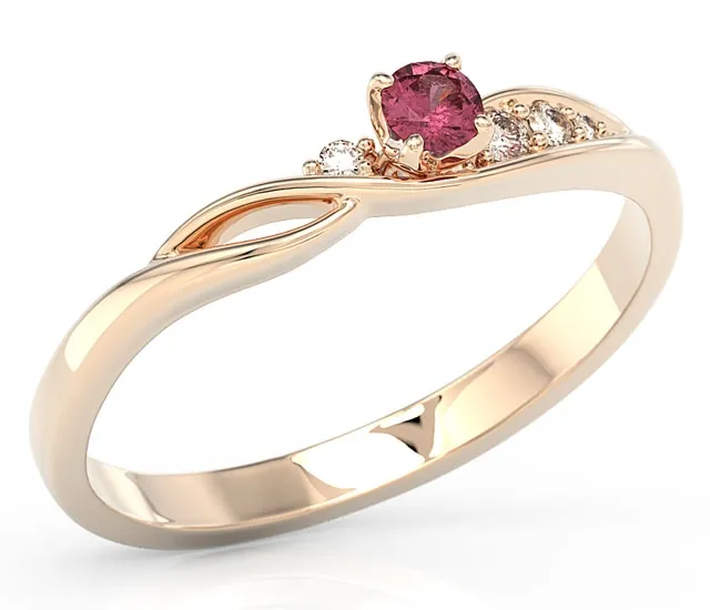 Pierścionek z różowego złota z rubinem i brylantami BP-7810P