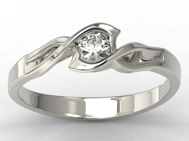 Pierścionek z białego złota z brylantem LP-2720B