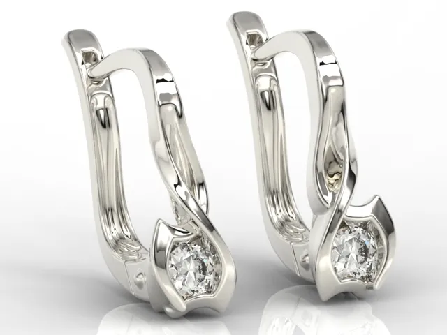 Kolczyki z białego złota z brylantem LPK-2710B