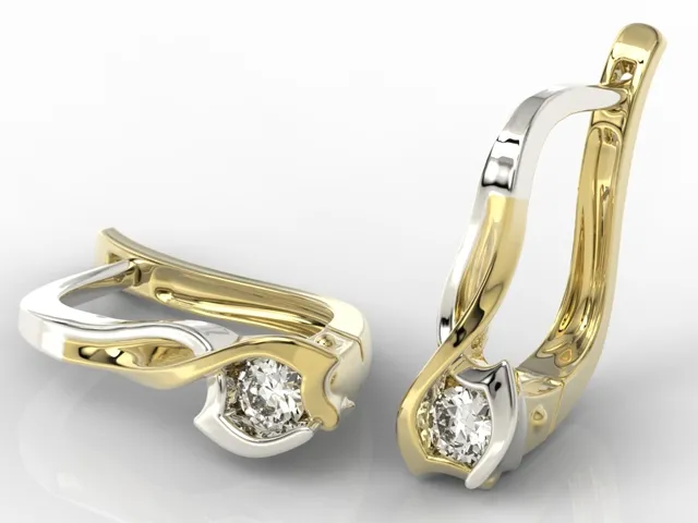 Kolczyki z żółtego i białego złota z brylantem LPK-2710ZB