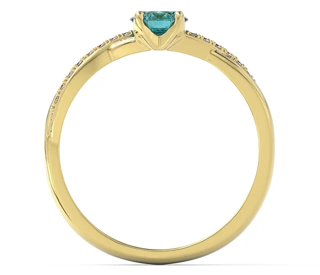 Ślicznie zdobiony Pierścionek z żółtego złota z zirconem i brylantami BP-66Z