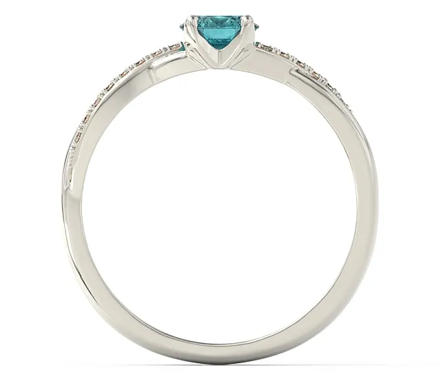 Pierścionek z błyszczącym wykończeniem wykonany z białego złota z zirconem i cyrkoniami BP-66B-C