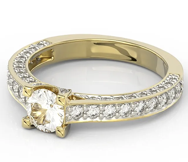 Pierścionek z żółtego złota z zirconem i brylantami idealny na prezent  LP-16Z-R