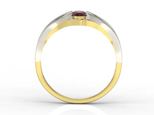 Pierścionek z żółtego i białego złota z rubinem i diamentami LP-39ZB