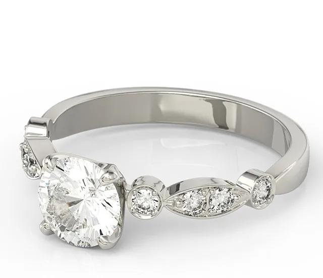 Pierścionek z białego złota z zirconem i brylantami BP-9380B