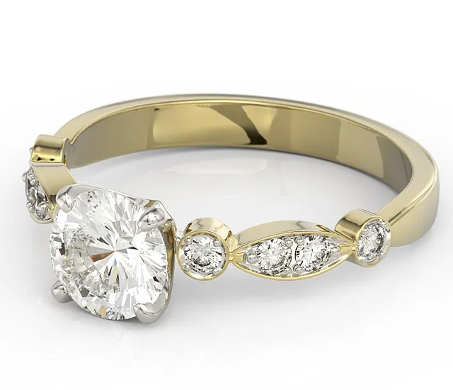 Pierścionek z żółtego i białego złota z zirconem i brylantami BP-9380ZB-R