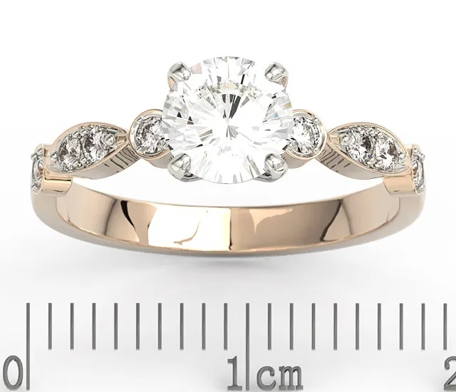 Pierścionek z różowego i białego złota z zirconem i brylantami BP-9380PB-R