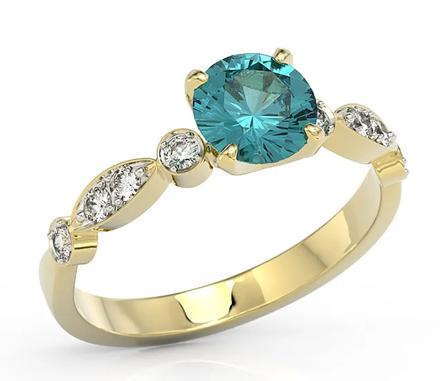 Pierścionek z żółtego złota z zirconem i brylantami BP-9380Z-R