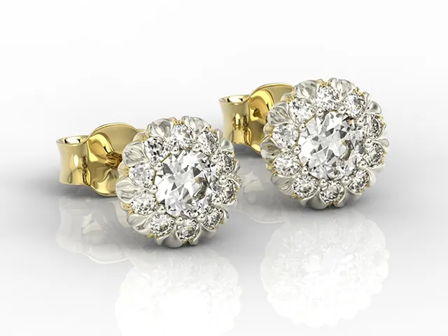 Kolczyki z żółtego i białego złota APK-42ZB z diamentami.