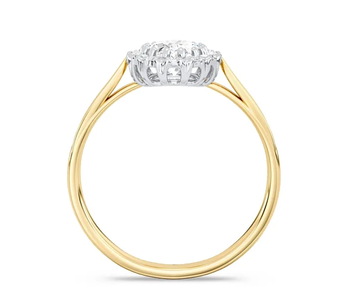 Pierścionek markiza z żółtego i białego złota z topazem białym i diamentami 0,21 ct wzór BP-12ZB