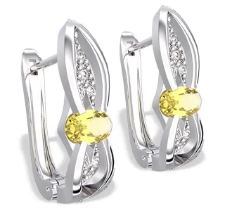 Kolczyki z białego złota z cytrynami i diamentami LPK-39B