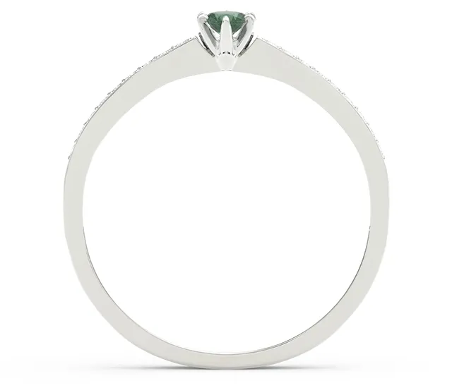 Pierścionek z białego złota ze szmaragdem i brylantami CP-2510B